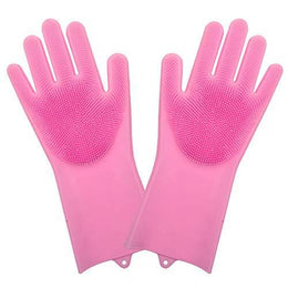 Gloves-Silicone Dish Washing Gloves, Silicon Cleaning Gloves, Silicon Hand Gloves for Kitchen Dishwashing and Pet Grooming, Heat Resistant Gloves (Multicolor, Set of 1)