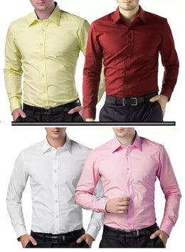 Combo of 4 Casual Shirts for Men (Multicolor, S)
