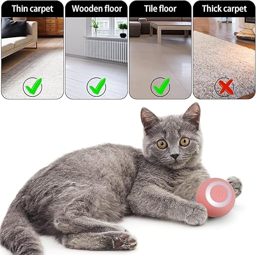 Cat Toy Ball Intelligent Funny Cat Ball 360 Degree (Pack of - 1)Perfect for indoor cats, kittens, and small pets, it encourages exercise and reduces boredom with unpredictable movement and hands-free fun.