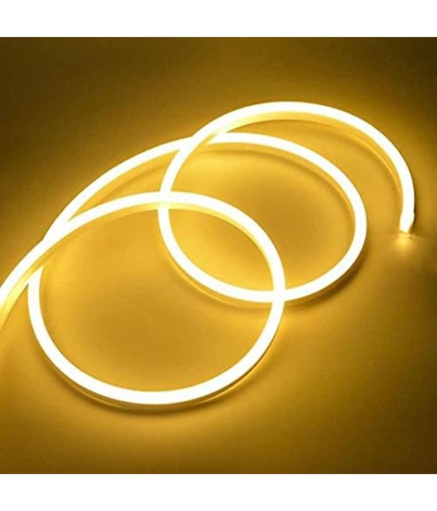 Charkee Off White 5 m Gold Steady Strip Rice Lights.Decorative LED String Lights for Home & Festive.