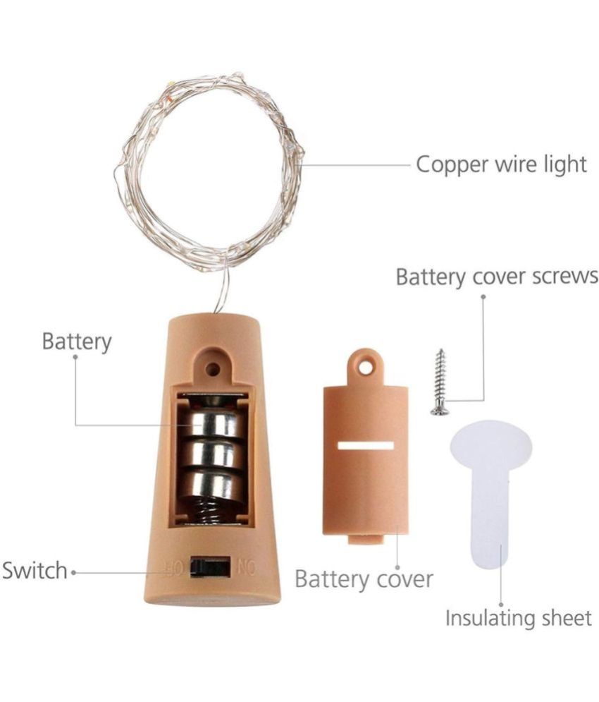 Charkee 20 LED Wine Bottle Cork Lights Copper Wire String Lights, 2M/7.2FT Battery Operated.2M Copper Wire Battery Operated String Lights for Decoration.