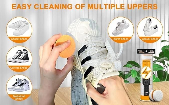 Multipurpose Shoes Cleaner Premium Dual-Sided Sponge | Double Layer Shoe Cleaning Pad | Easy Dirt & Stain Remover for Sneakers, Leather & Sports Shoes