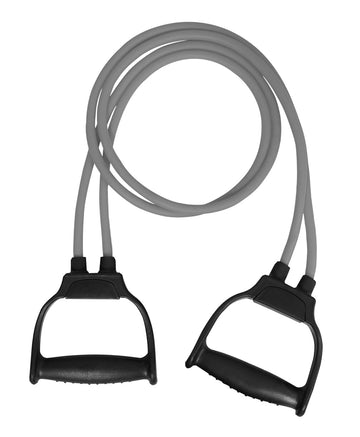 Premium Double Toning Tube Resistance Band for Workout for Men & Women, Exercise Bands with Heavy Quality Grip (Grey)