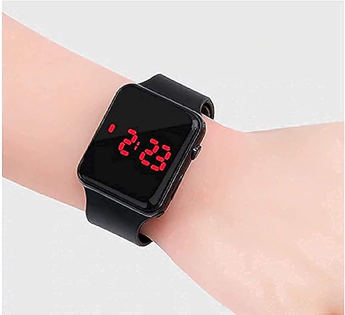 “LED Digital Watch for Kids – Black Color, Alarm & Date Display, Lightweight Electronic Wrist Watch for Boys & Girls (Pack of 1)”