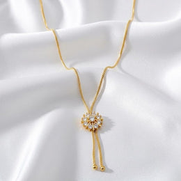 Gold-Plated Floral CZ Stone Necklace for Girls & Women