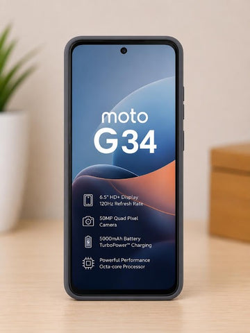 Moto G34 Liquid Silicone Soft Back Cover | Premium Matte Shockproof Protective Mobile Case (Black)