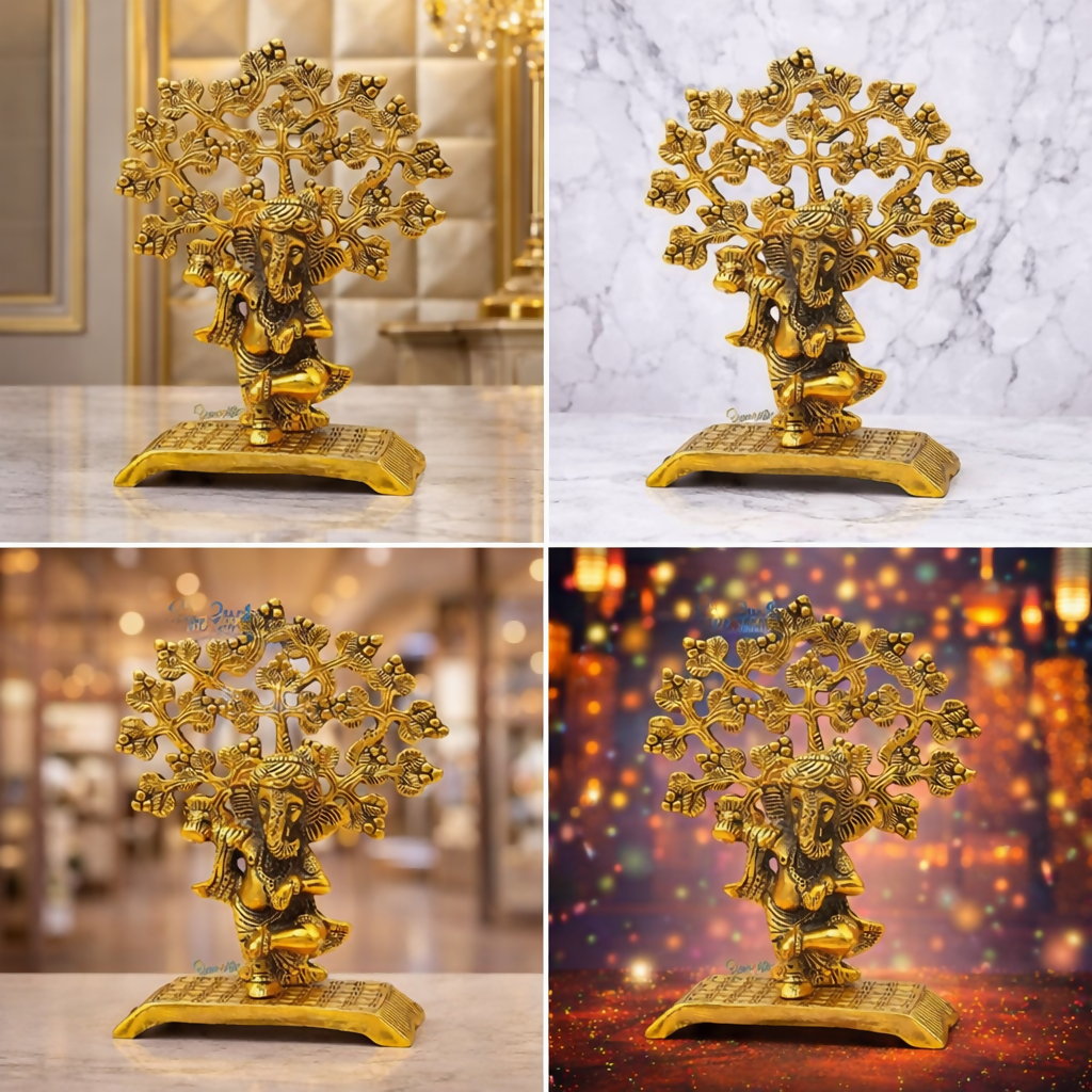 Golden Ganesha Tree Idol โ Premium Decorative God Statue for Home & Office Decor