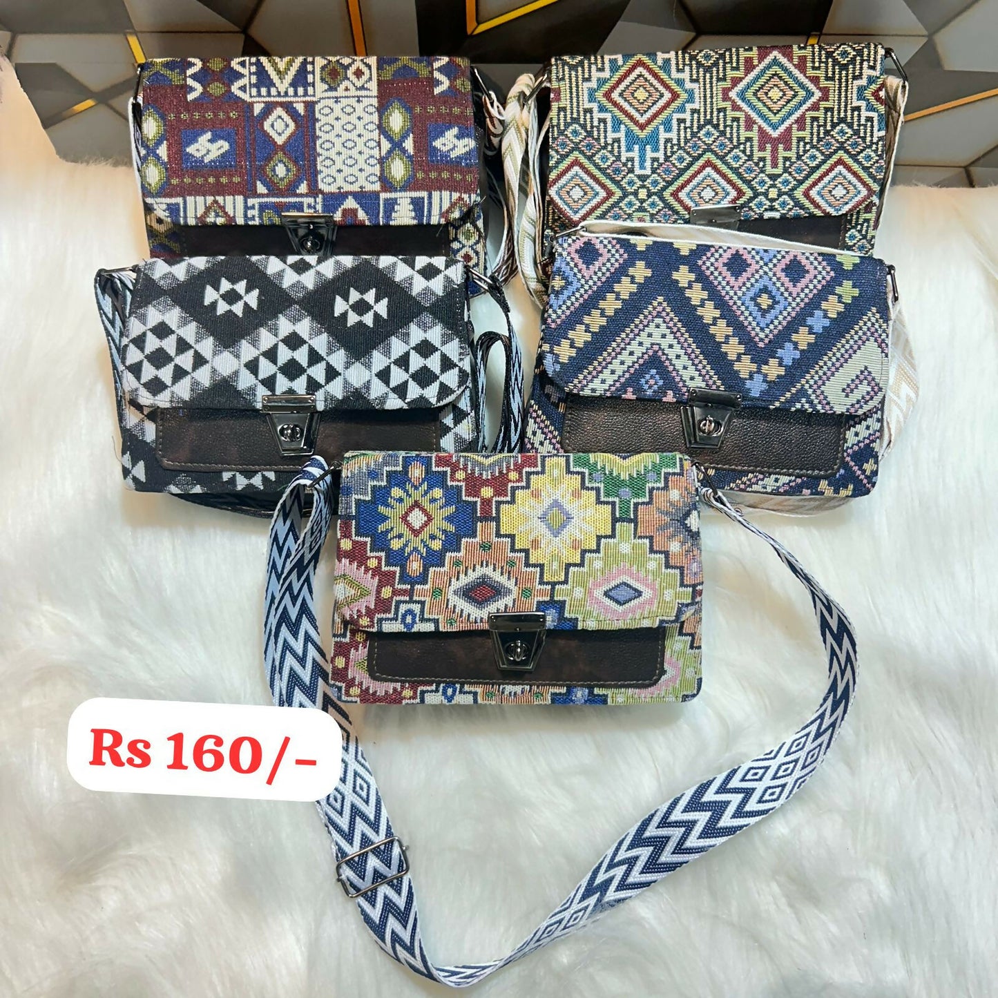 Designer Tribal Pattern Shoulder Handbag