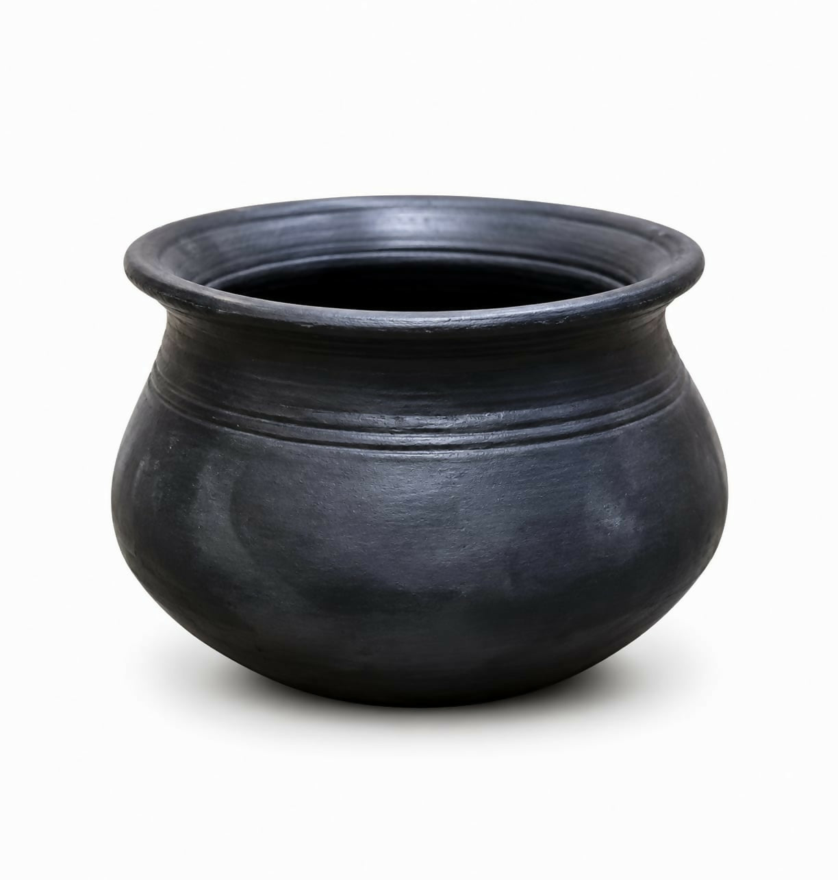 Rice Bowl 2.5 litre Traditional Black Clay Rice Bowl | Handmade Earthen Serving Bowl | Terracotta Rice Bowl | Natural Cooking & Serving Pot | 100% Chemical Free
