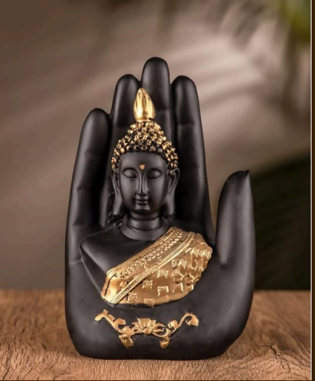 Beautiful Palm Buddha Golden resin idol