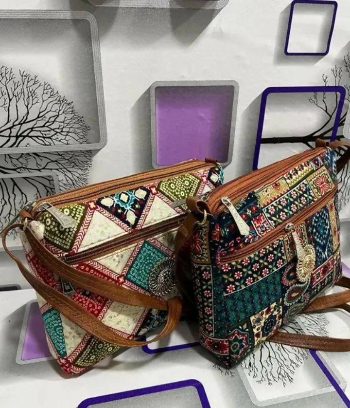 Handcrafted Bohemian Patchwork Sling Bag for Women