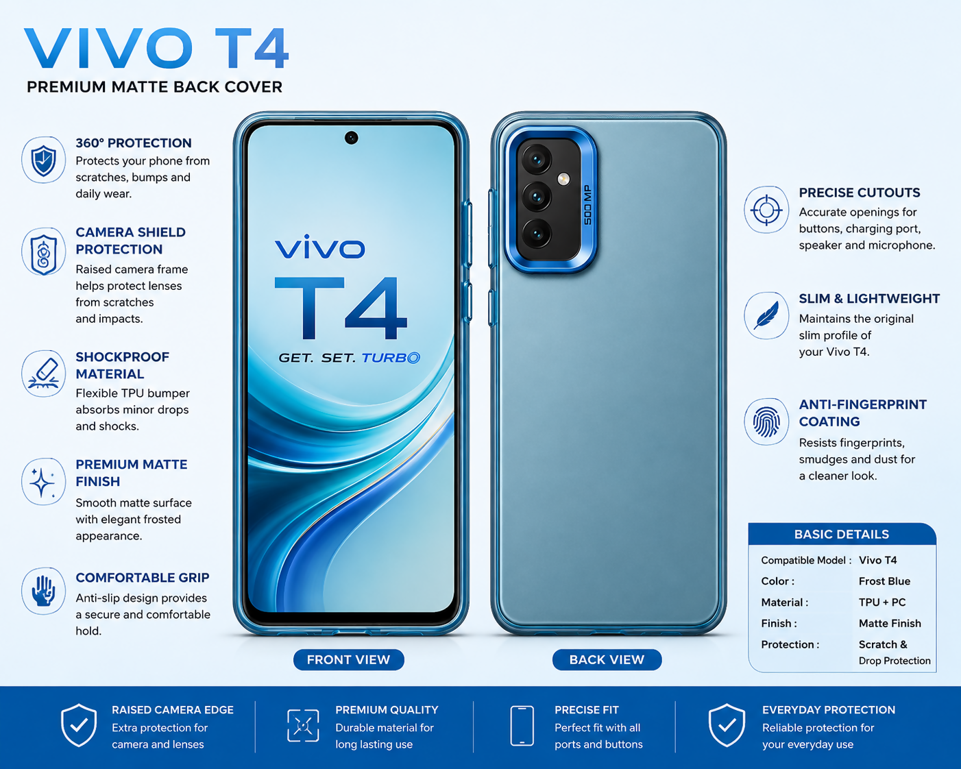 Back Cover for Vivo T4 5G | Shockproof Silicone TPU Mobile Case | Stylish Protective Back Cover