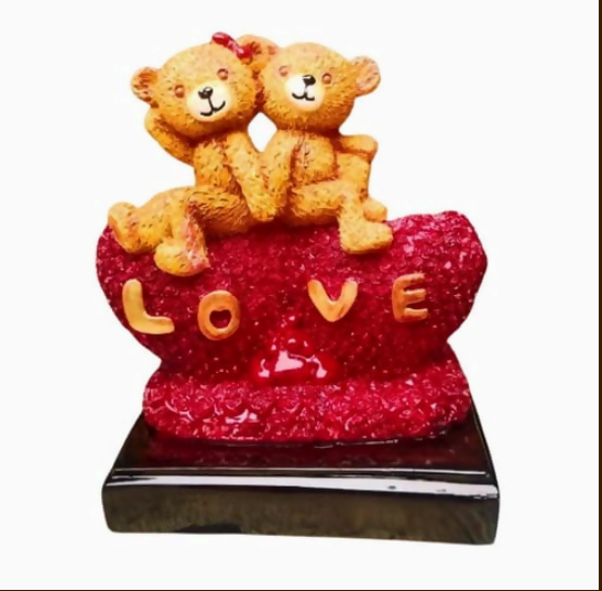 Cute Teddy Couple Love Showpiece | Romantic Gift Decor | Heart Love Resin Figurine