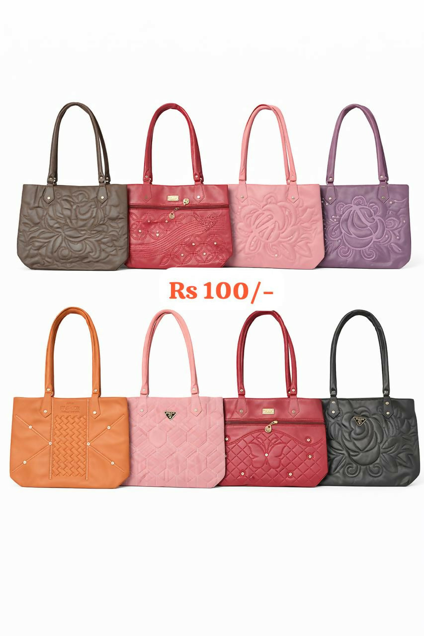 Elegant Floral Embossed Ladies Tote Handbag