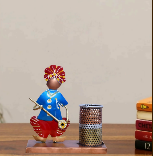 Rajasthani Musician Candle Holder | Handcrafted Metal Tea Light Stand for Table Decor & Home Decoration