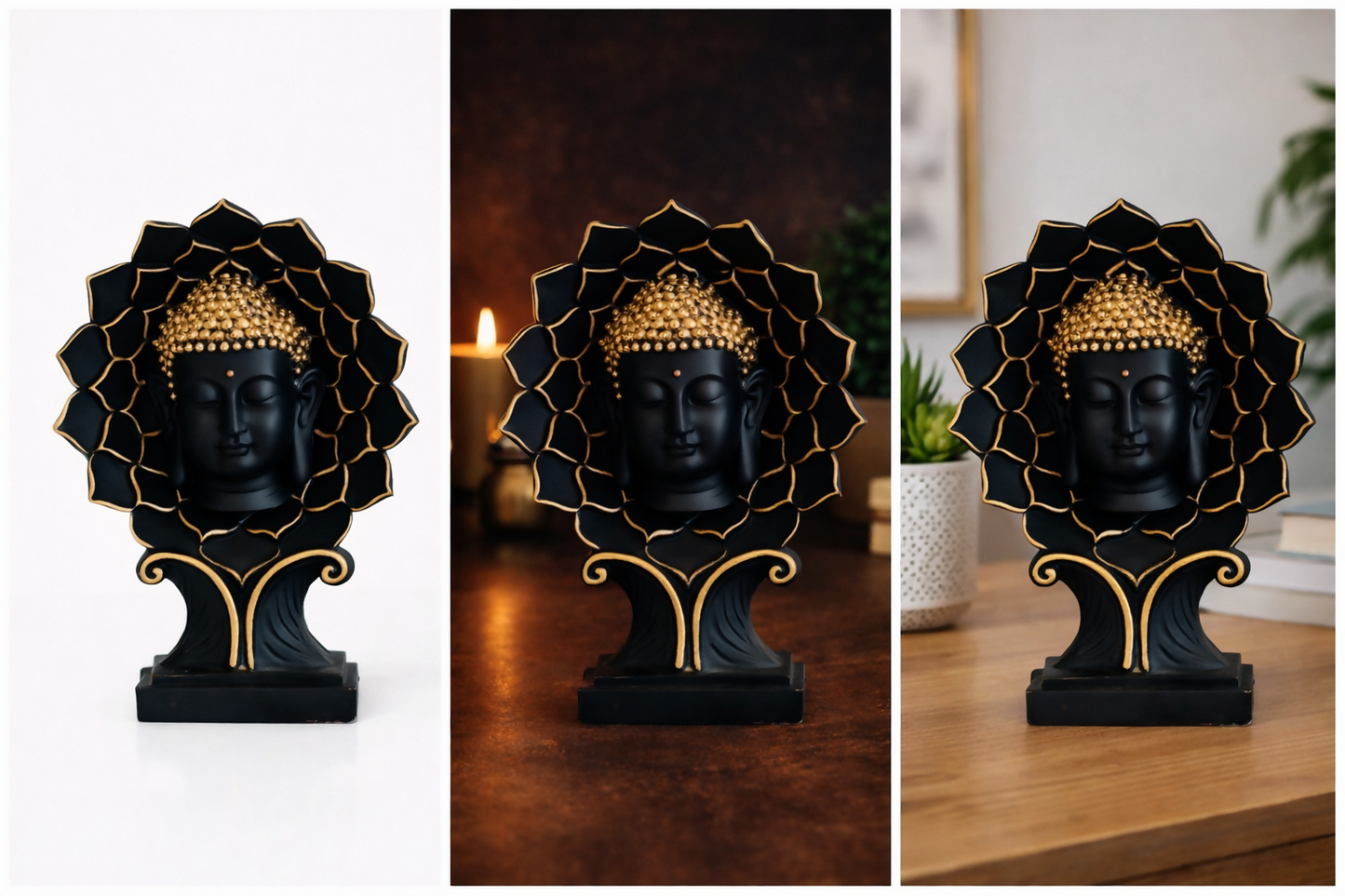 Buddha Face Lotus Decorative Showpiece
