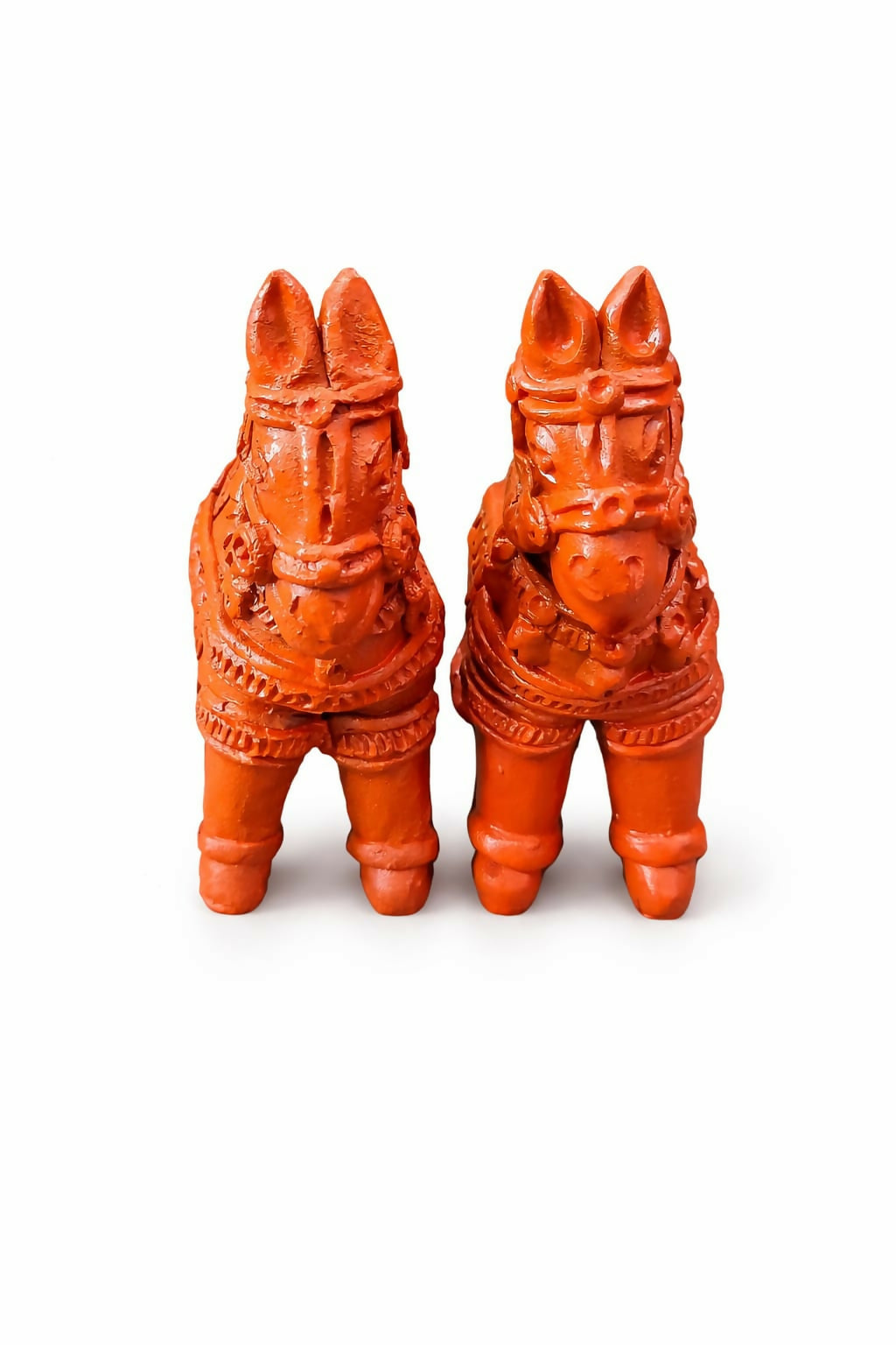 Handcrafted Terracotta Horse Pair – Traditional Decorative Set (5 inch Set of 2)