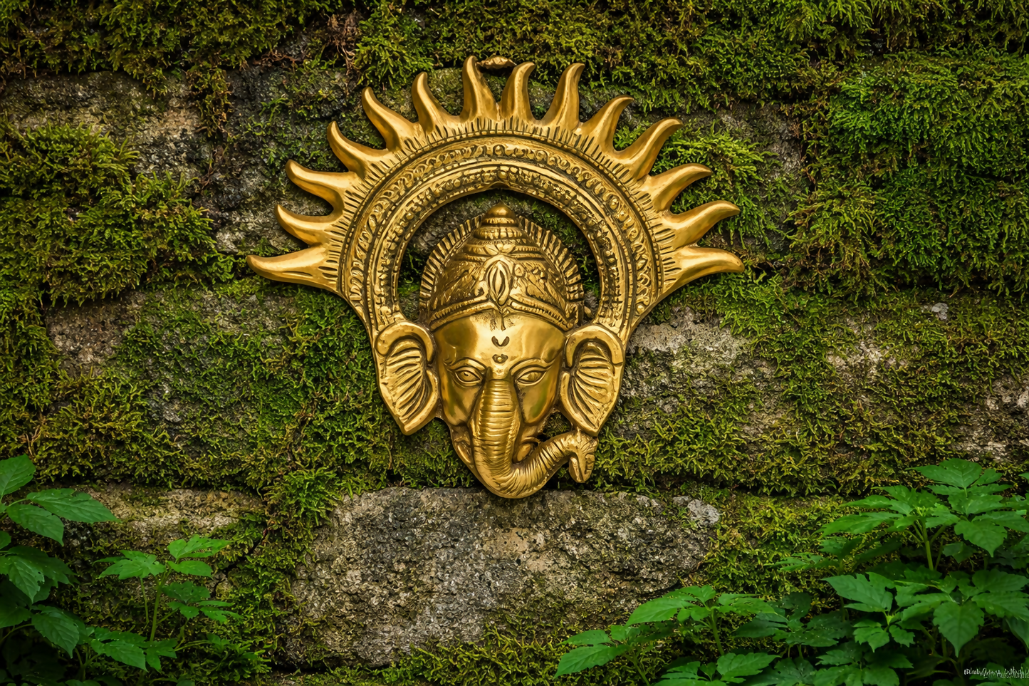 Luxury Brass Ganesha Wall Decor | Golden Ganpati Idol Hanging | Vastu Home & Office Decoration