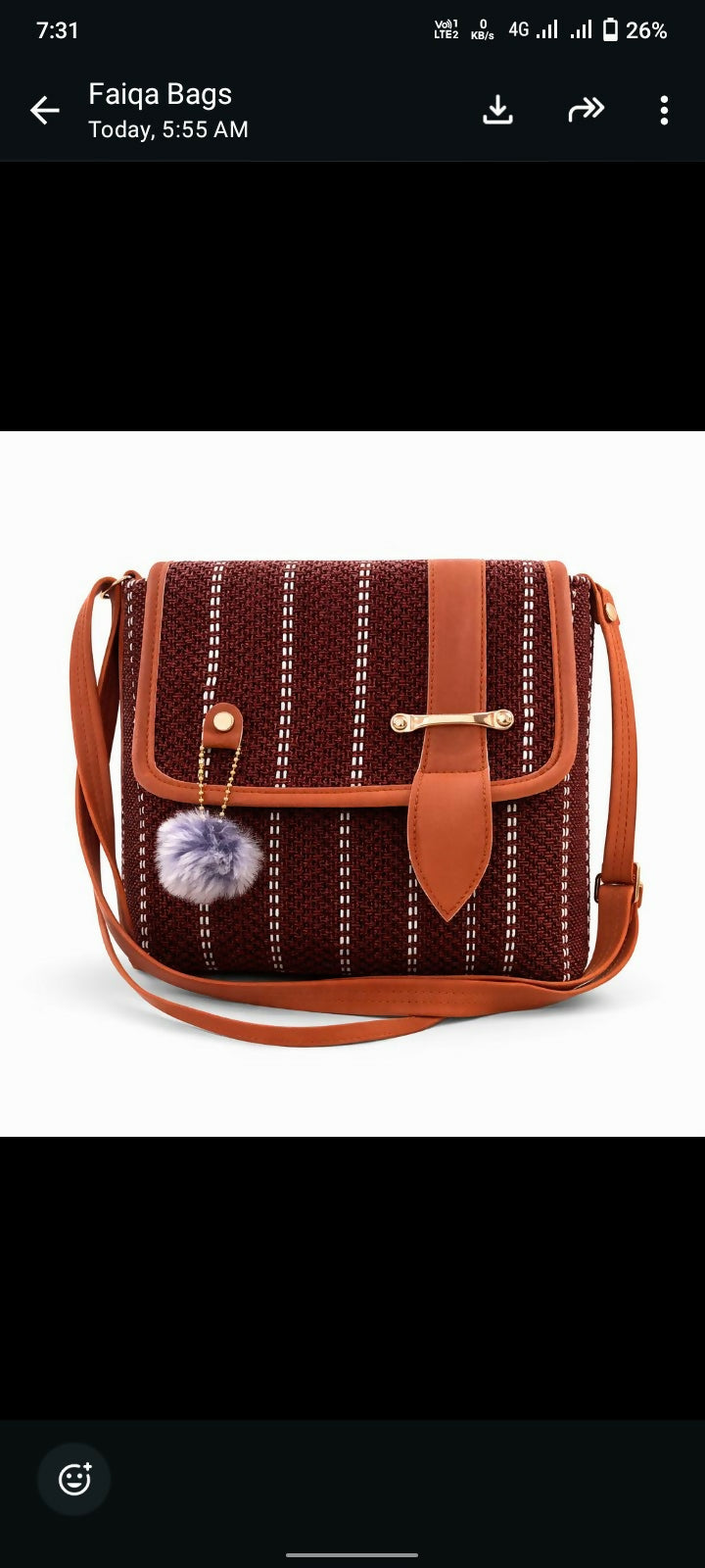 Premium Maroon Woven Sling Bag for Women with Pom-Pom Charm