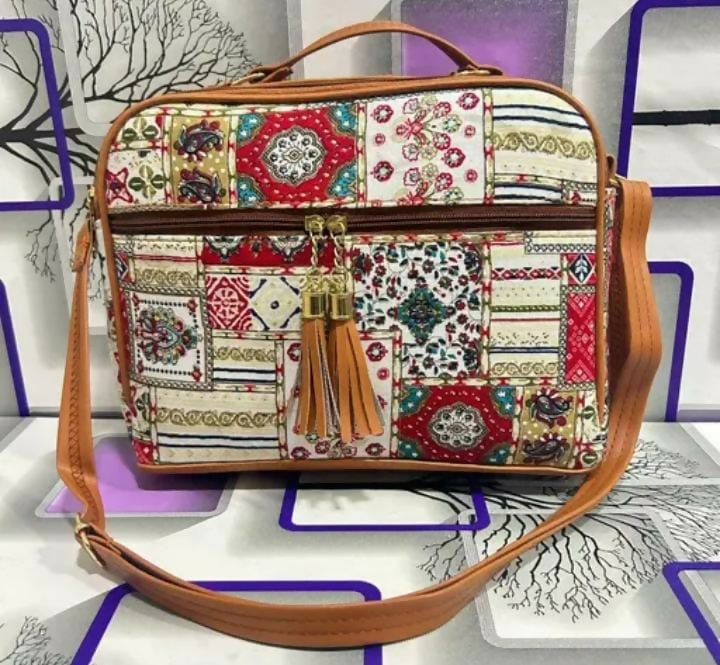 Fashion Ethnic Print Crossbody Purse with Adjustable Strap