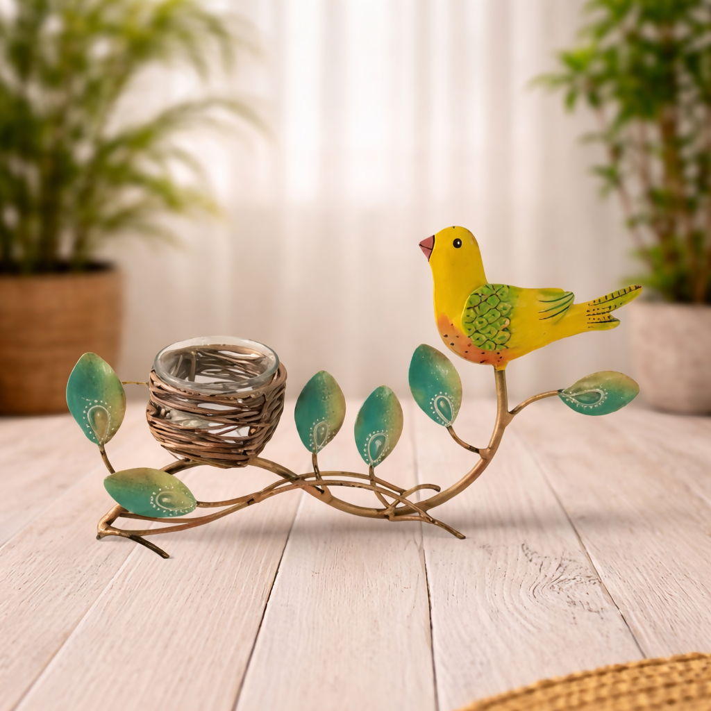 Bird Tea Light Candle Holder | Decorative Bird Metal Candle Stand for Table & Home Decor