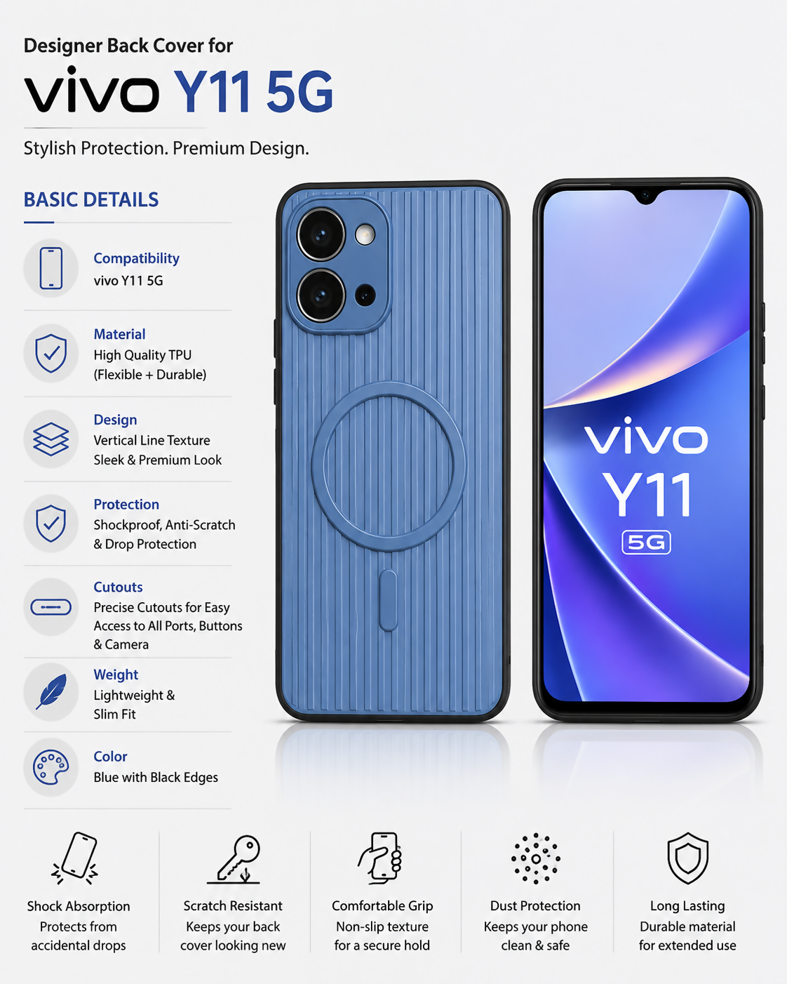 Vivo Y11 5G Premium Designer Back Cover – Shockproof Silicone TPU Protective Case for Vivo Y11 5G Mobile Phone
