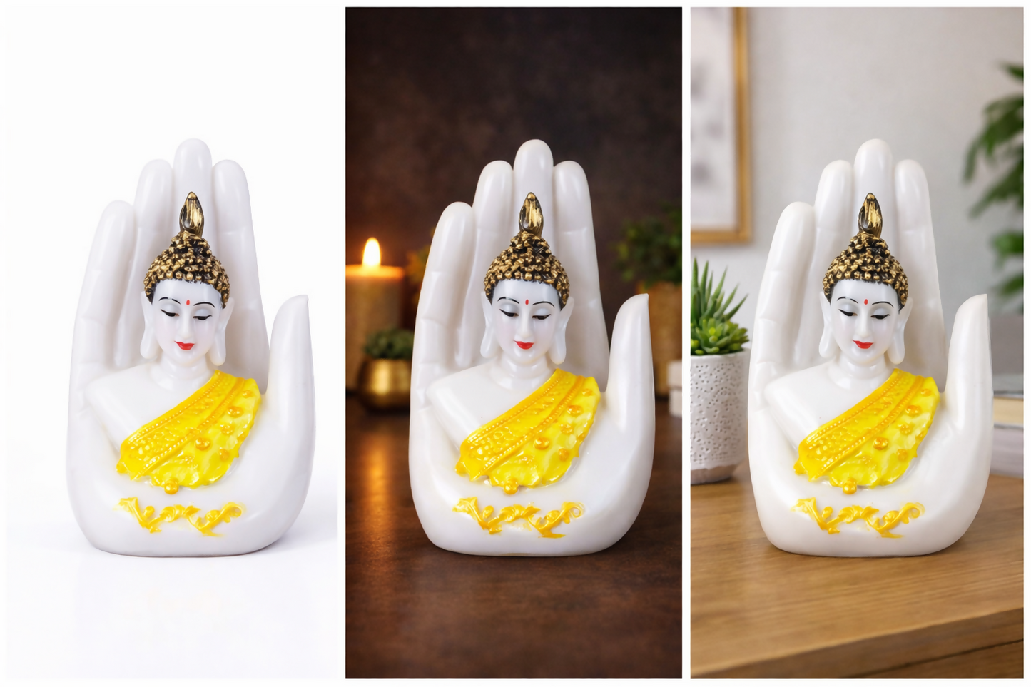 White Buddha Palm Decorative Showpiece