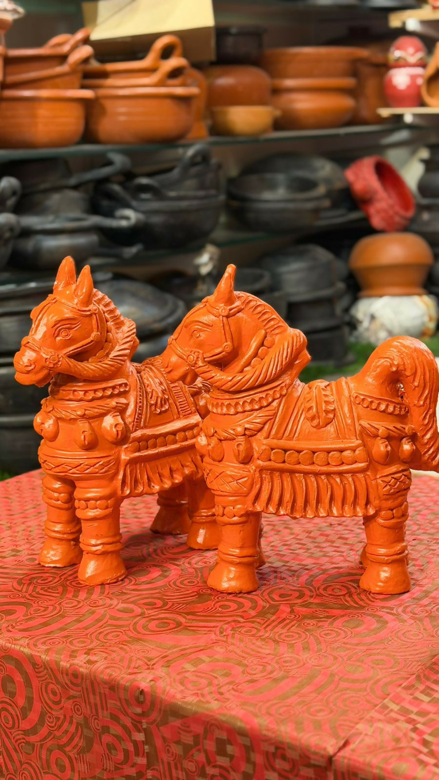 Premium Handmade Terracotta Horse Statue 12 Inch | Traditional Clay Horse Figurine | Artisan Crafted Terracotta Sculpture | Eco-Friendly Home & Office Décor | Decorative Handmade Horse Showpiece.