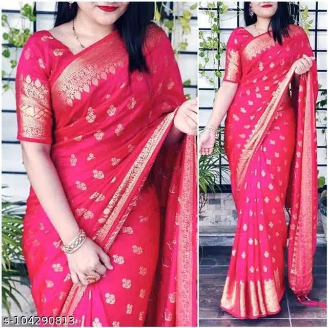 Jacquard Saree For Women (Brown, 6.3m)Brown Jacquard Saree with Blouse Piece (6.3 m) Elegant Traditional Wear for Women