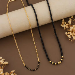 Gold Plated Long Moti Mala Mangalsutra with 24 Inch Short Mangalsutra – 30 Inch Bridal Ethnic Pearl Necklace Set for Wedding & Festive Wear