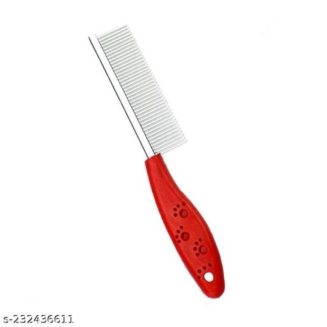 Stainless Steel Pet Flea Comb for Dogs & Cats - Fine Tooth Lice & Tick Remover Tool, Grooming Brush for Removing Dandruff & Eggs, Anti-Slip Grip (Multicolor)