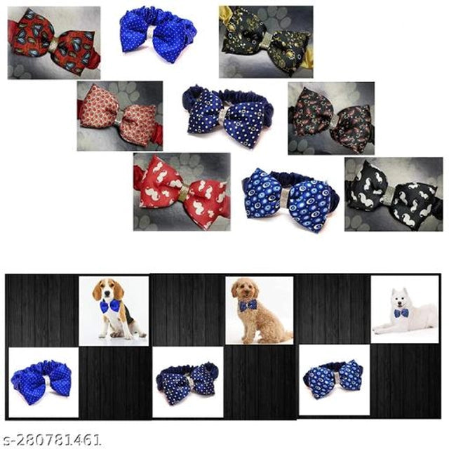 Adjustable Stretchable Bow Tie for Pet (Multicolor, L) (Pack of 9)Adjustable Stretchable Bow Tie For Pet (Multicolor, L) (Pack Of 9) | Stylish Dog & Cat Collar Accessories