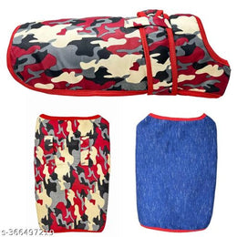 Fabric Winter Army Print Coat for Dog (Multicolor, 24 inches)