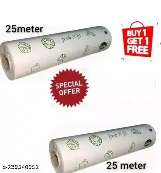 Food Wrapping Butter Paper Roll (Pack of 2, 25 m)Food Wrapping Butter Paper Roll Pack of 2 (25 m Each) | Greaseproof Non-Stick Baking & Food Packing Paper | Heat Resistant Food Grade Wrap