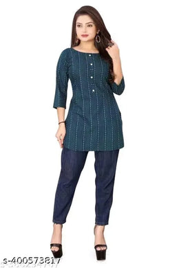 Cotton Solid Short Kurti for Women (Navy Blue, S )Cotton Solid Short Kurti for Women (Navy Blue, S) – Stylish Casual & Summer Wear Ethnic Top