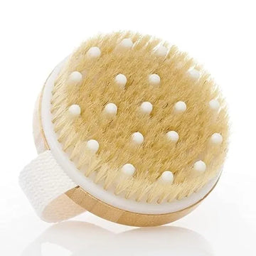 Wood Bath Brush for Men and Women Loofah Bath Sponge with Handle Soft Nylon Mesh Back Cleaner