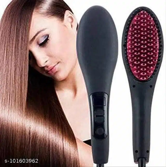 Plastic Electric Hair Straightener Brush (Black).Electric Hair Straightener Brush | Plastic Hair Styling Brush Black