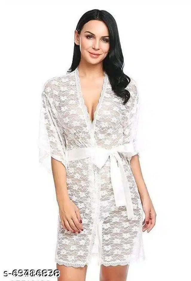 Babydolls for Women (White, XXL) (Set of 1)Women White Babydoll Nightwear Lace Lingerie (XXL) โ Elegant & Comfortable Night Dress