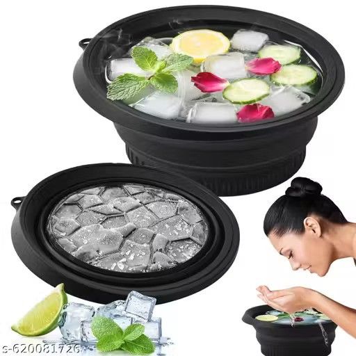 Collapsible Silicone Ice Bowl | Foldable Face Wash Basin with Built-in Ice TrayCollapsible Silicone Ice Bowl – Foldable Face Wash Basin with Built-in Ice Tray for Skin Care & Facial Therapy