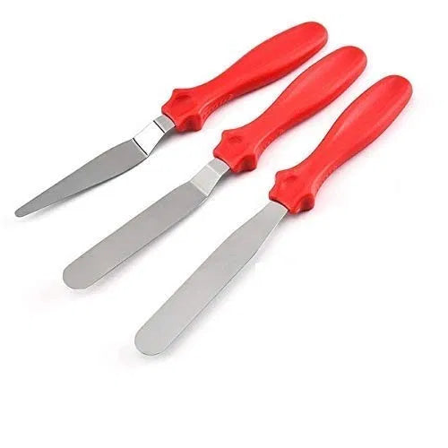 Multi Function Stainless Steel Spatula Palette Knife for Cake Icing, Mixing, Baking Knife -3-Pieces Set - Random Color.