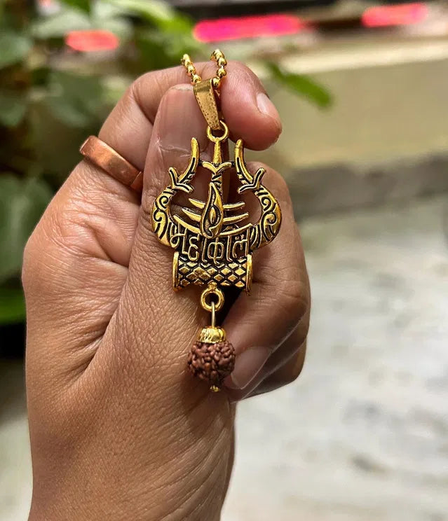 Spiritual Necklace Shiva Trishul damaru Necklace.Shiva Trishul Damaru Necklace โ Spiritual Mahadev Pendant for Protection & Blessings