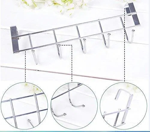 Stainless Steel Over the Door Hook Hanger-Heavy Duty Storage Organizer.Space Saving Hanging Solution.