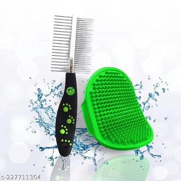 Massage Brush with Head Brush for Pet (Multicolor, Set of 2)