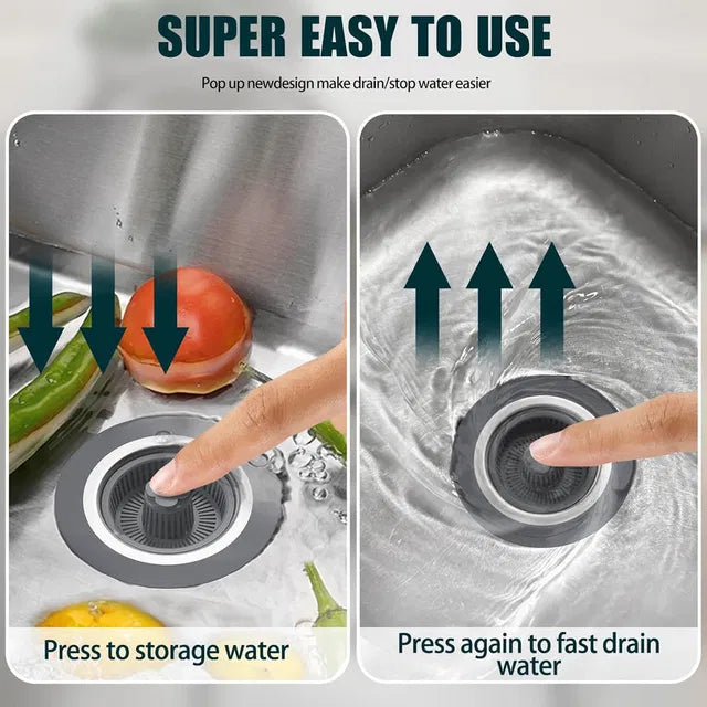 3-in-1 Sink Drain Strainer.3-in-1 Anti-Clog Strainer & Plug.Stainless Sink Drain Strainer – Food Waste Catcher & Water Stopper.