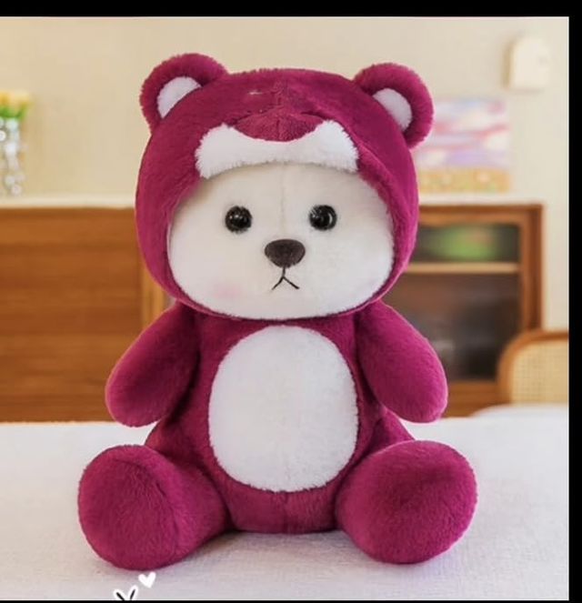 Cute Hoodie Teddy Bear Stuffed Animal - 12-inch Soft Plushie Toy with Removable Sweatshirt - Aesthetic Fluffy Bear for Kids, Toddlers, and Gift for Girlfriend - (red)