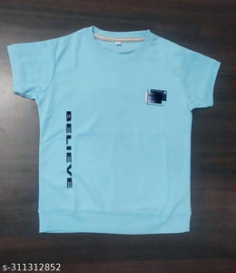 Cotton Blend Round Neck Printed T-Shirt for Boys (Sky Blue, 2-3 Years).Soft cotton blend round neck printed T-shirt for boys aged 2–3 years. Breathable, lightweight, and perfect for daily wear.