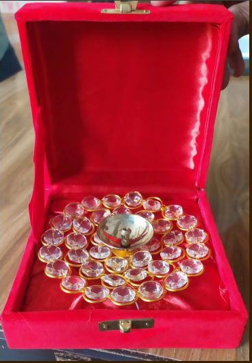 Luxury Crystal Diya Set with Red Velvet Box | Decorative Glass Oil Lamp | Festive Gift & Home Decor Item