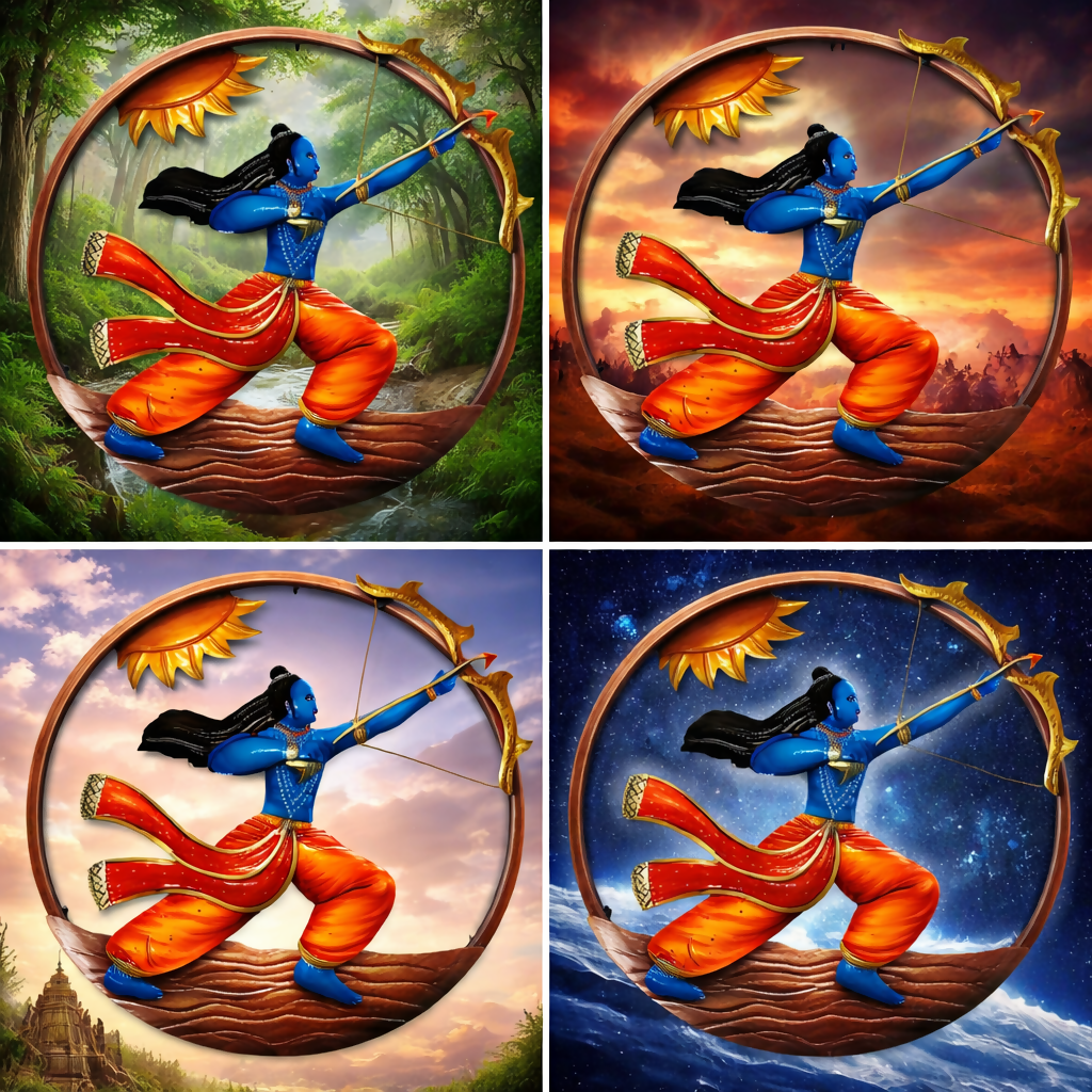 Lord Rama Wall Decor with Bow & Arrow | Premium Metal Ram Wall Hanging for Home, Office & Pooja Room
