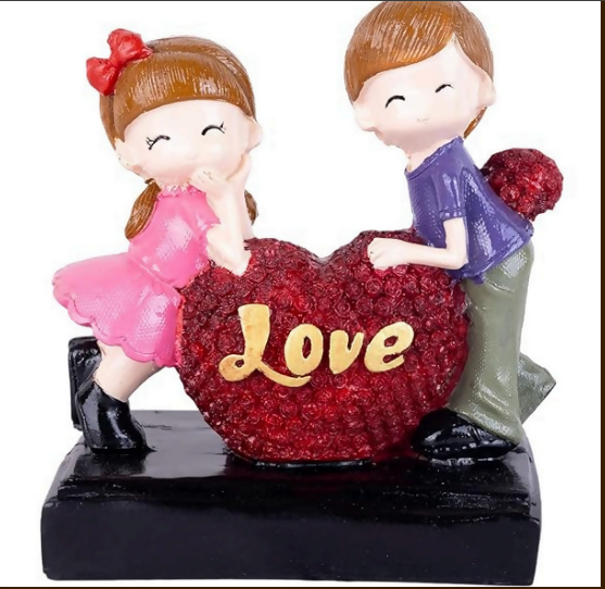 Cute Couple Love Showpiece | Romantic Heart Figurine Gift | Resin Home Decor