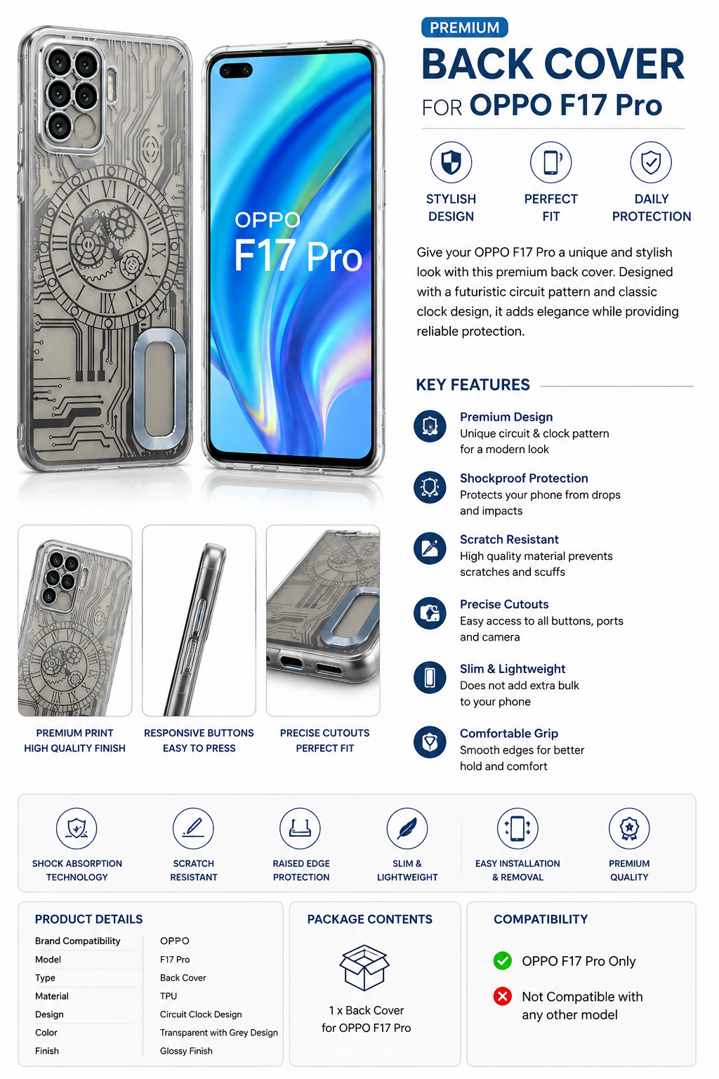 OPPO F17 Pro Premium Shockproof Back Cover | Slim Fit Soft TPU Silicone Case | Anti-Scratch Matte Finish | Camera Protection | Lightweight Durable Mobile Back Cover for OPPO F17 Pro